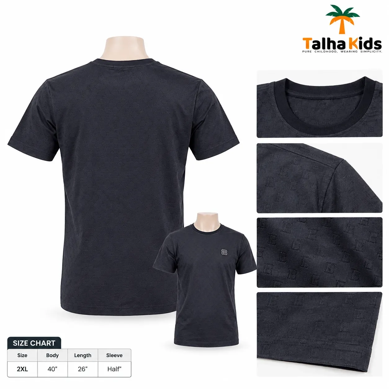 China Playboy Men's Casual T-Shirt – Dark Black Tonal Pattern