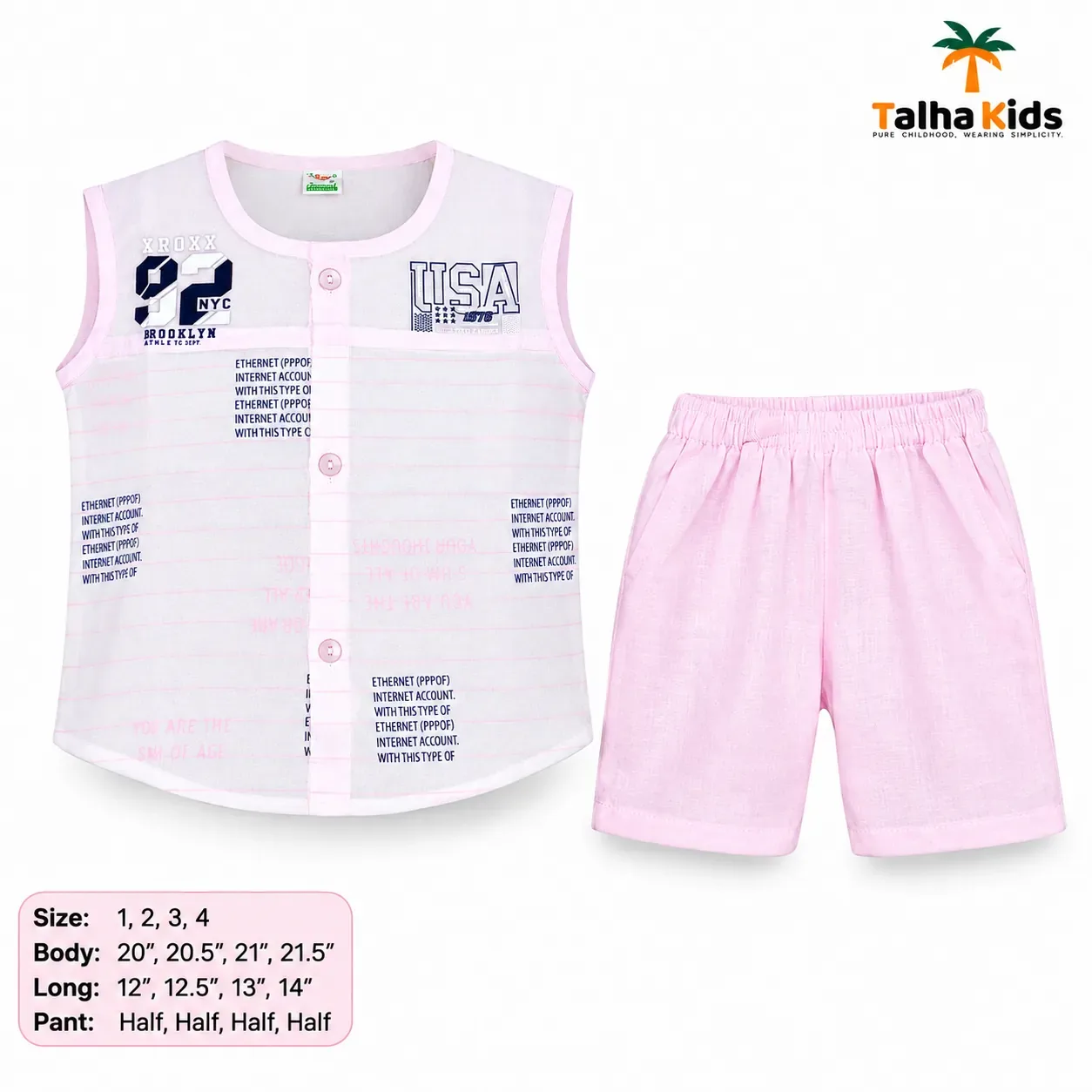 Boys Sleeveless Printed Fotua Set with Matching Half Pant