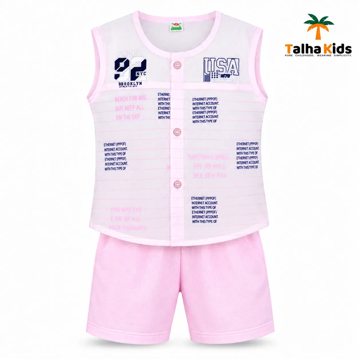 Boys Sleeveless Printed Fotua Set with Matching Half Pant