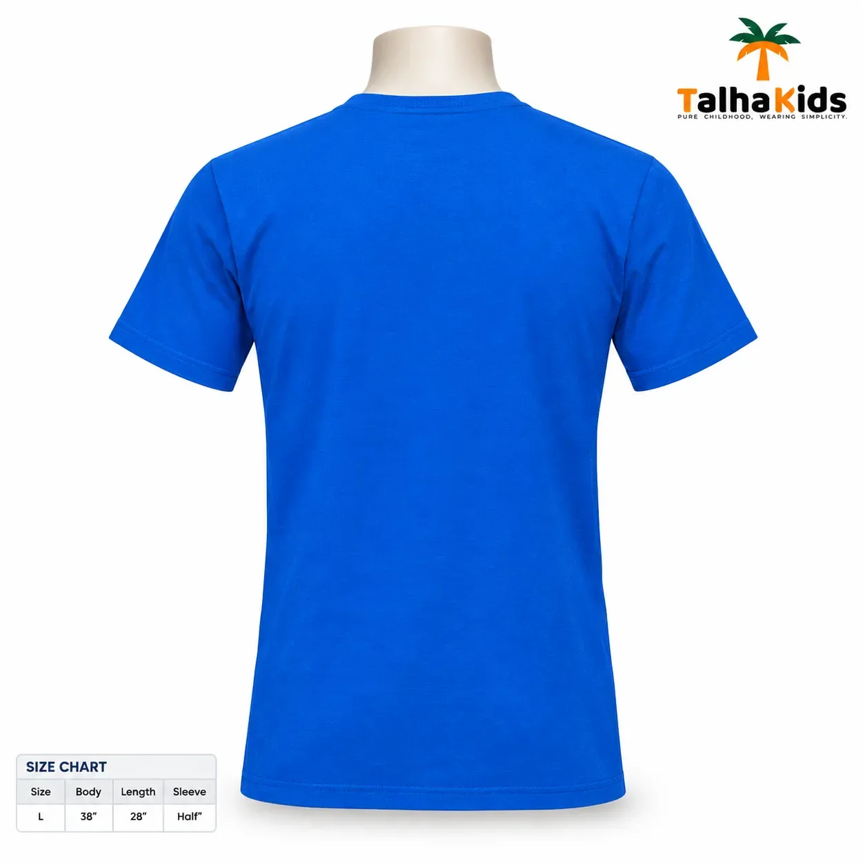 Men's T-Shirt – Royal Blue Printed Half-Sleeve T-Shirt – Size L