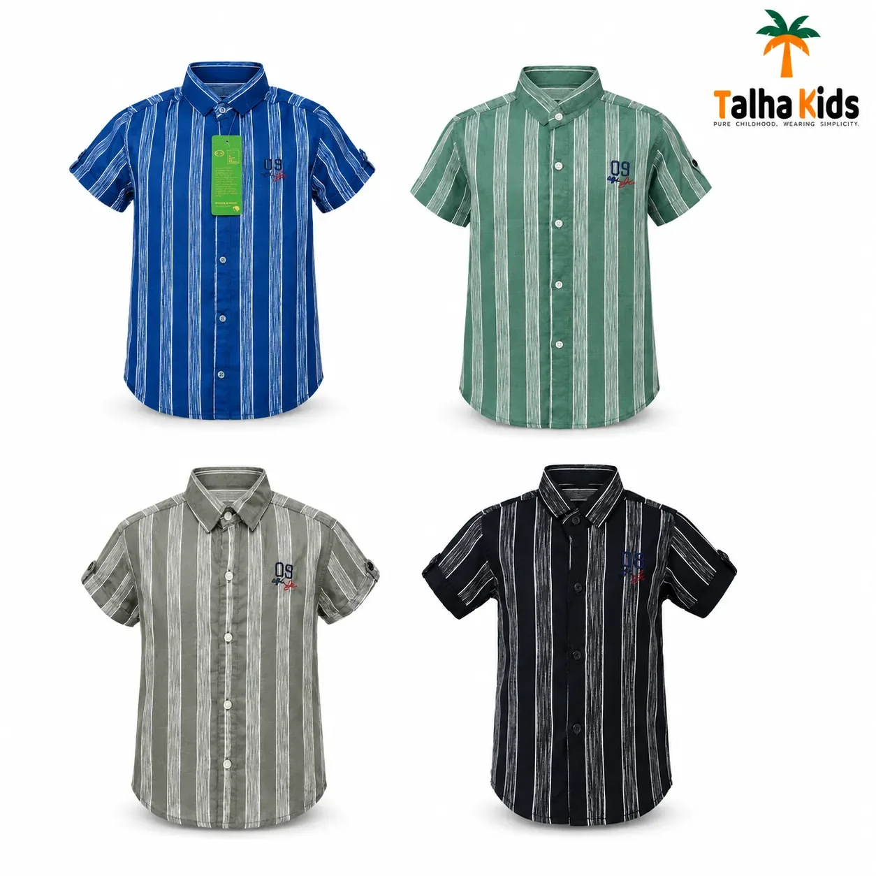 Boys Striped Short-Sleeve Button-Up Shirt – 09 Collection