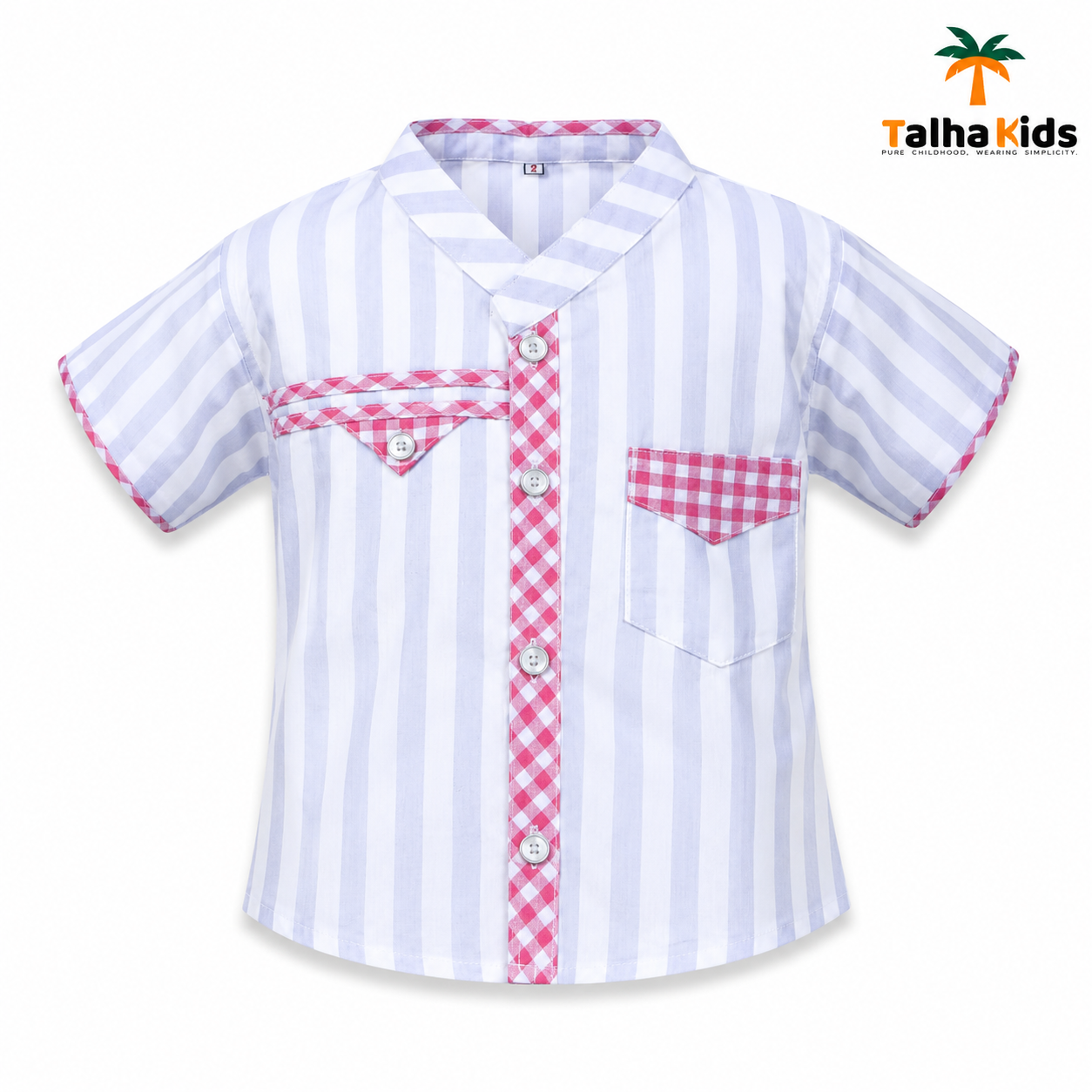 Boys’ Striped Fotua Set with Half Pant