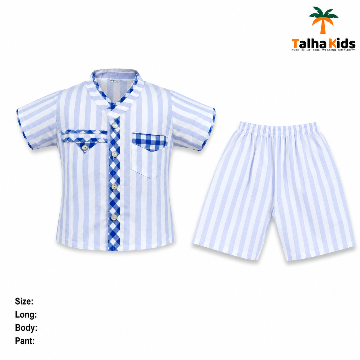 Boys’ Striped Fotua Set with Half Pant
