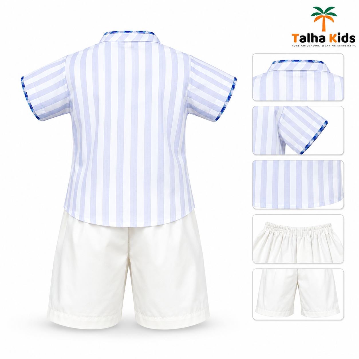 Boys’ Striped Fotua Set with Half Pant