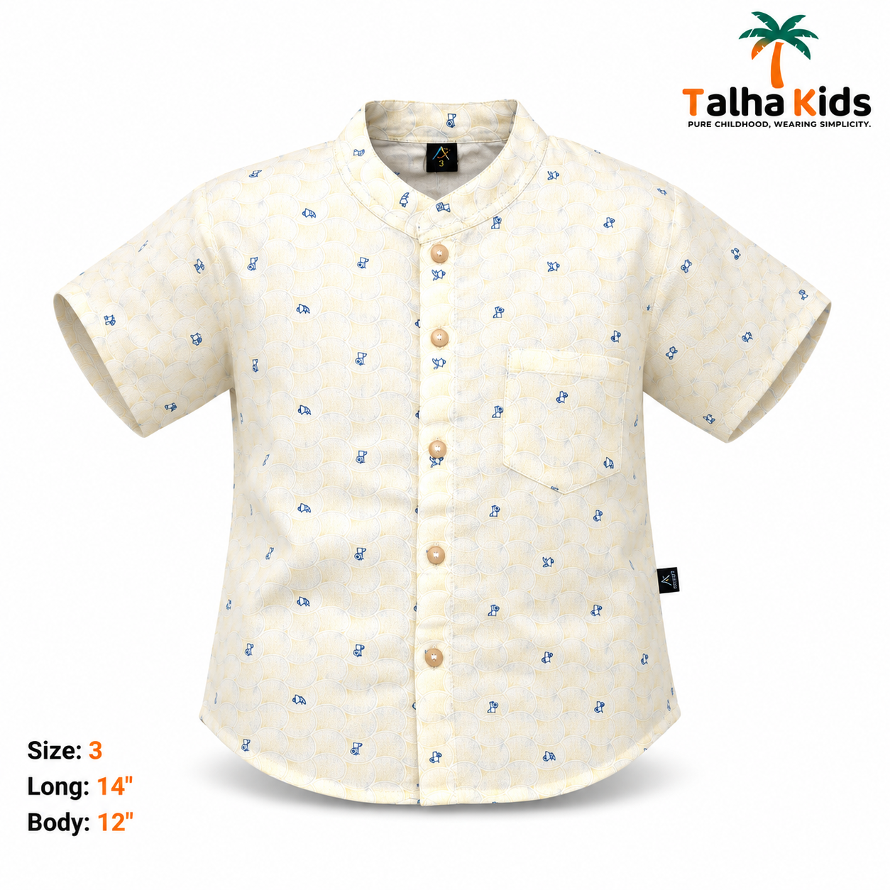 Alams Boys Printed Fotua & Half Pant Set - Talha Kids