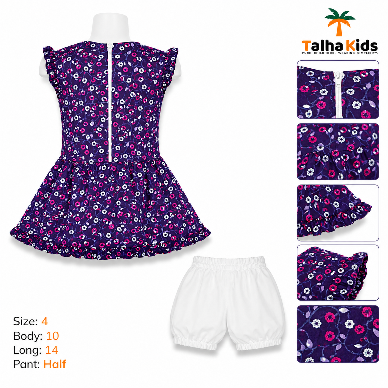 Floral Print Girls Frock with Half Pant