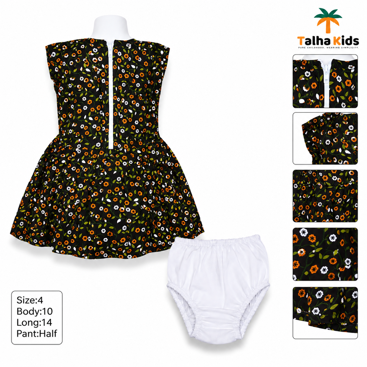 Girls Floral Print Frock with Matching Bloomer Pant