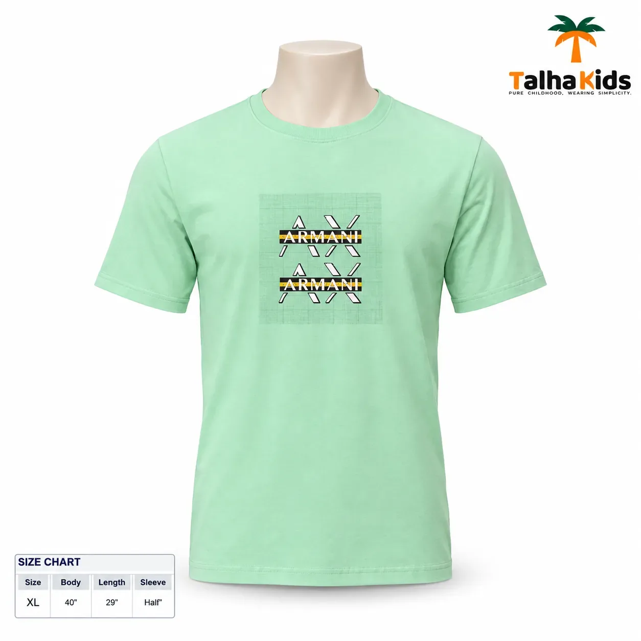 Men's Graphic Print T-Shirt – Mint Green, Half Sleeve