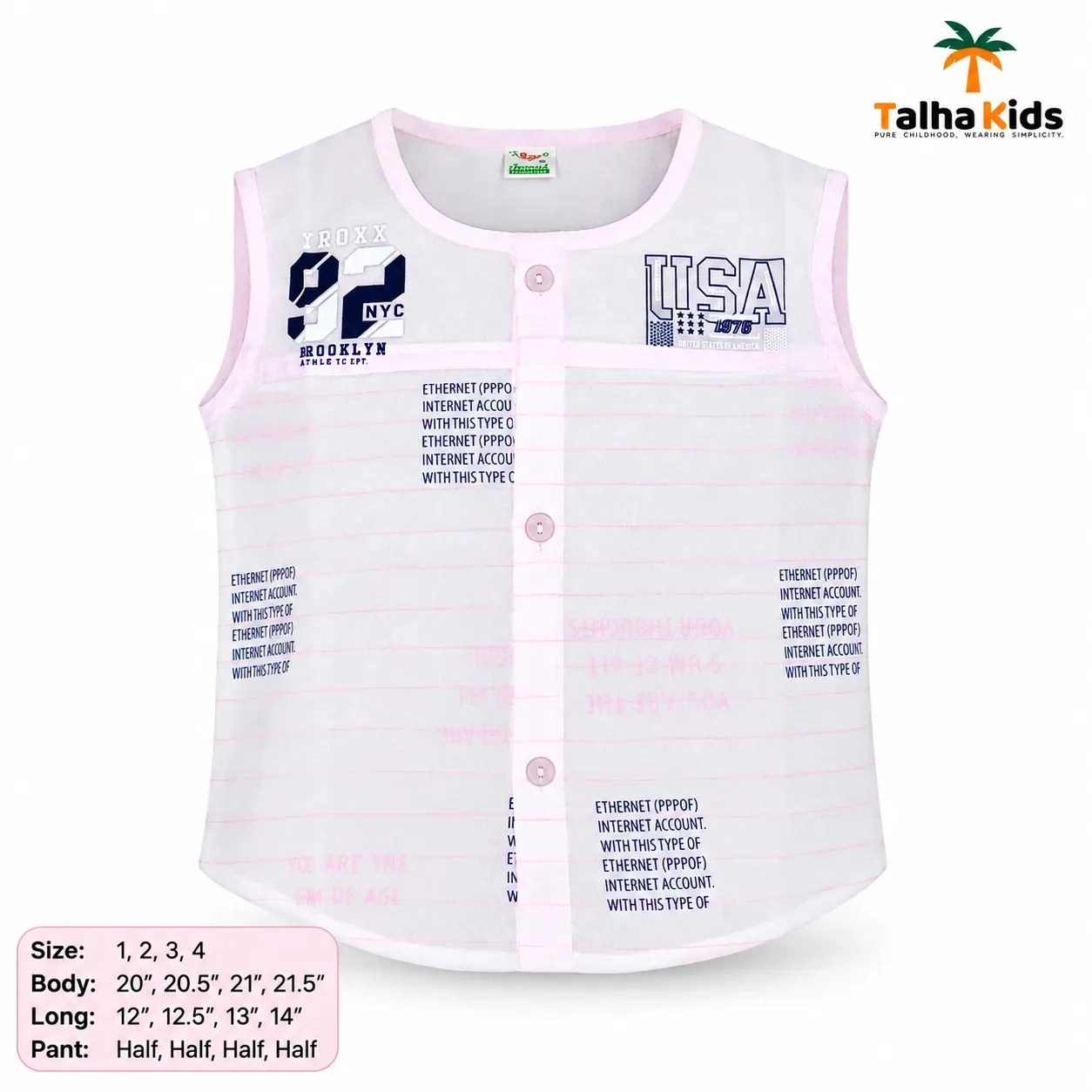 Boys Sleeveless Printed Fotua Set with Matching Half Pant