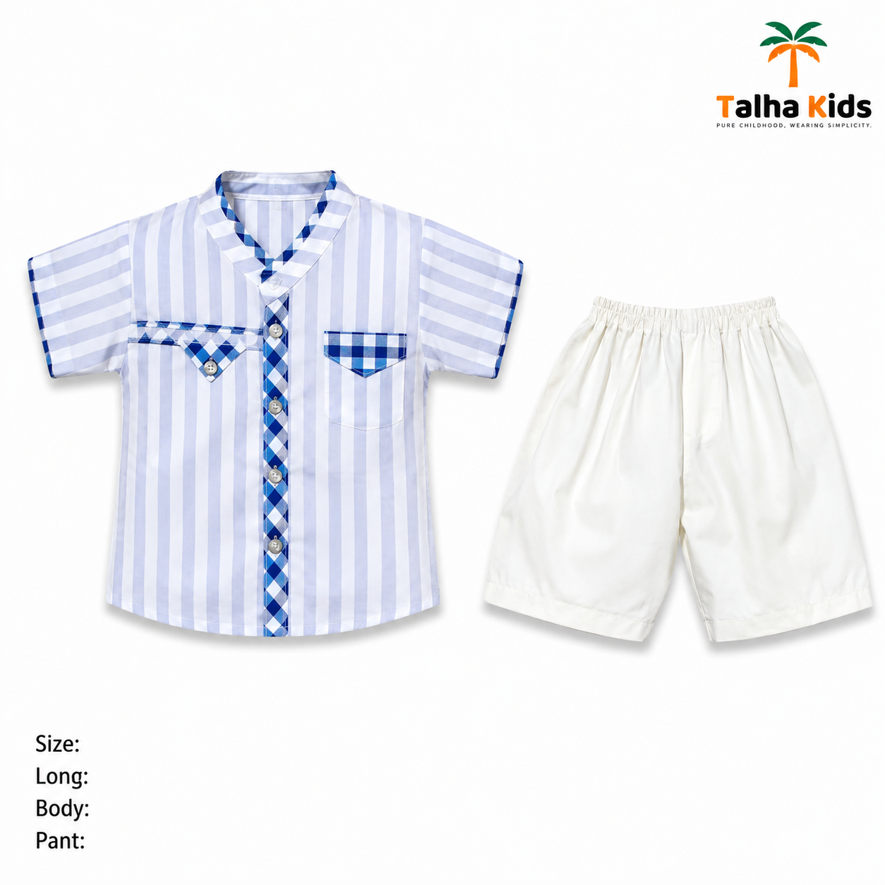 Boys’ Striped Fotua Set with Half Pant