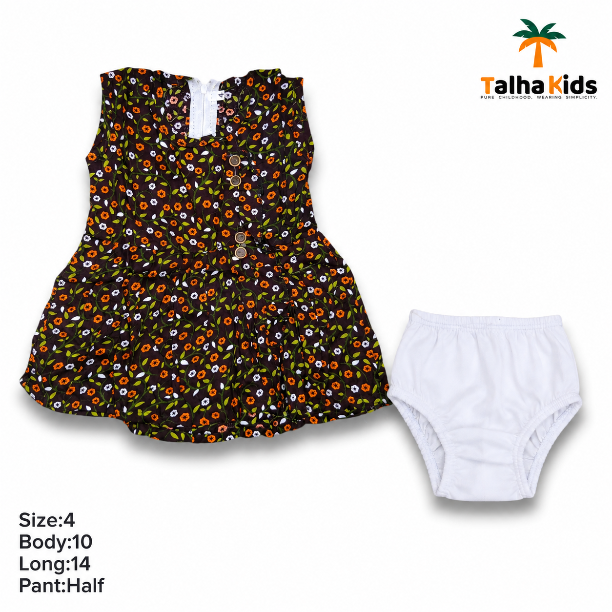 Girls Floral Print Frock with Matching Bloomer Pant