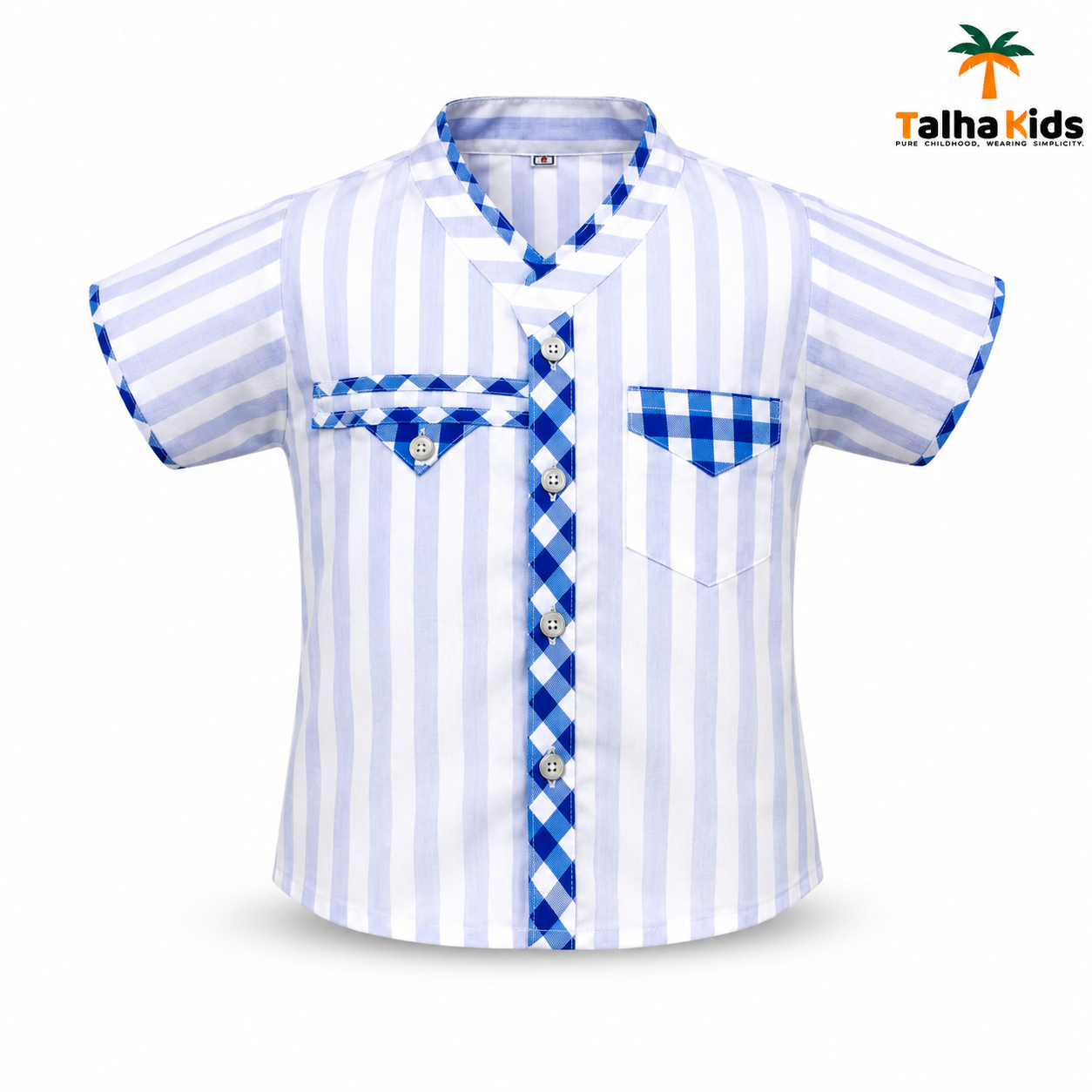 Boys’ Striped Fotua Set with Half Pant
