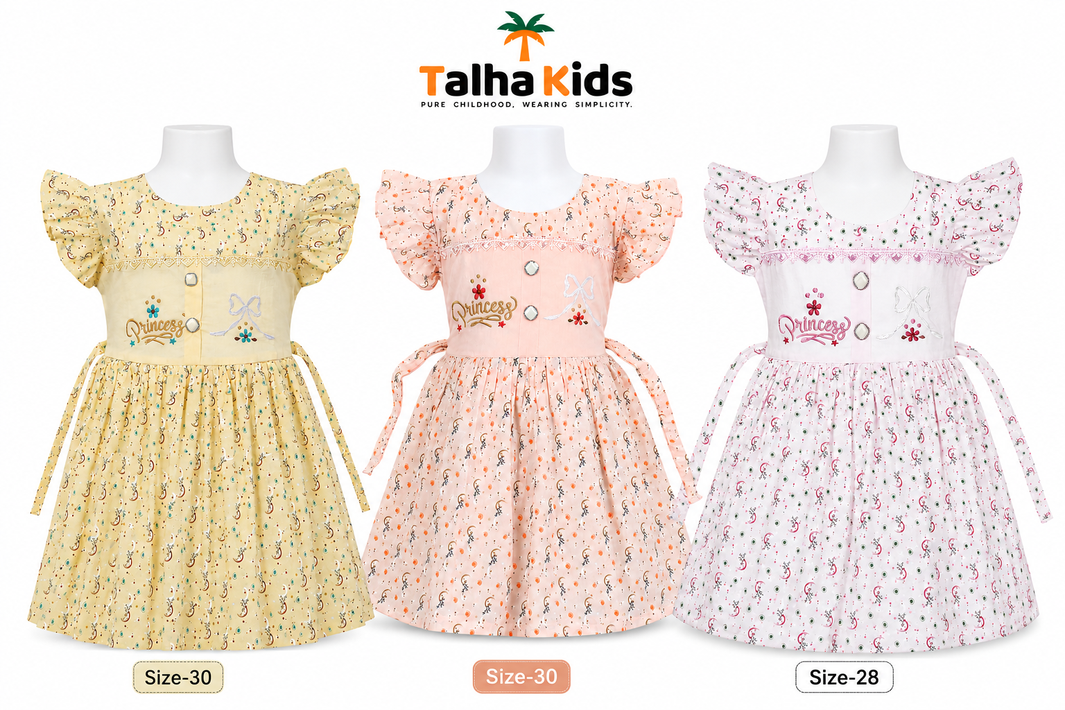 Girls Princess Embroidered Cotton Frock