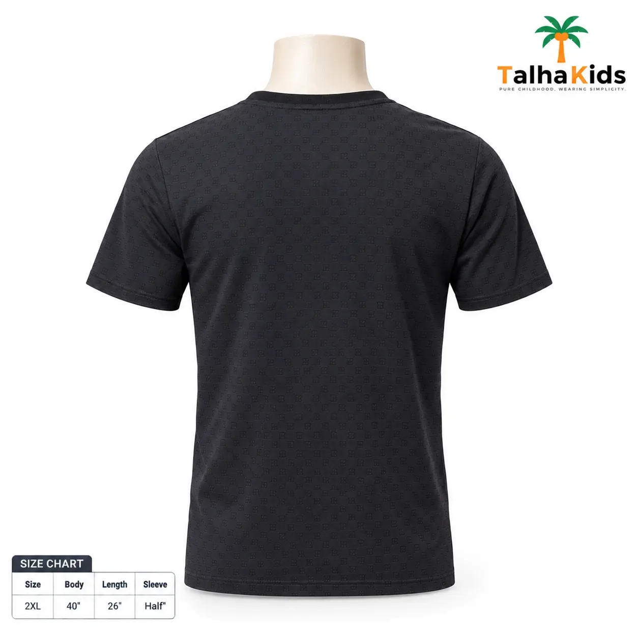 China Playboy Men's Casual T-Shirt – Dark Black Tonal Pattern
